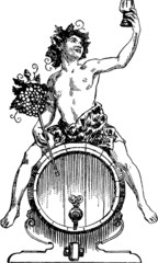 Vintage Illustration Bacchus Dionysus - obrazy, fototapety, plakaty