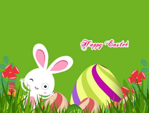 green easter eggs and bunny background