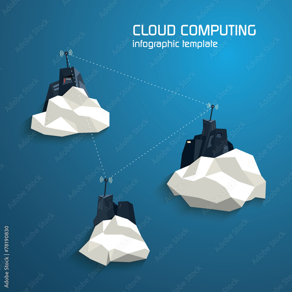 Aufkleber cloud computing concept template with servers. low polygonal