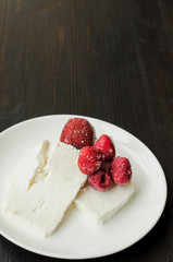 Cottage cheese with fresh berries for breakfast