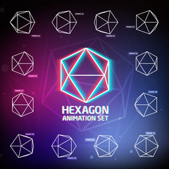 Vector Hexagon Animation Set for preloaders and presentations