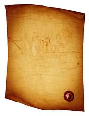 Old paper scroll with wax seal