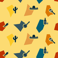 seamless background with symbols of Mexico