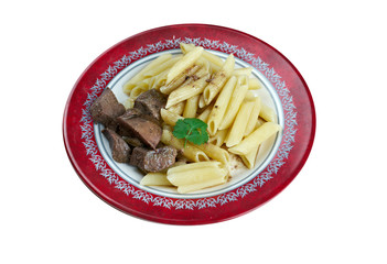 Delicious pasta with pork liver