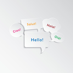 Speech bubbles with "Hello" in different languages © simi32