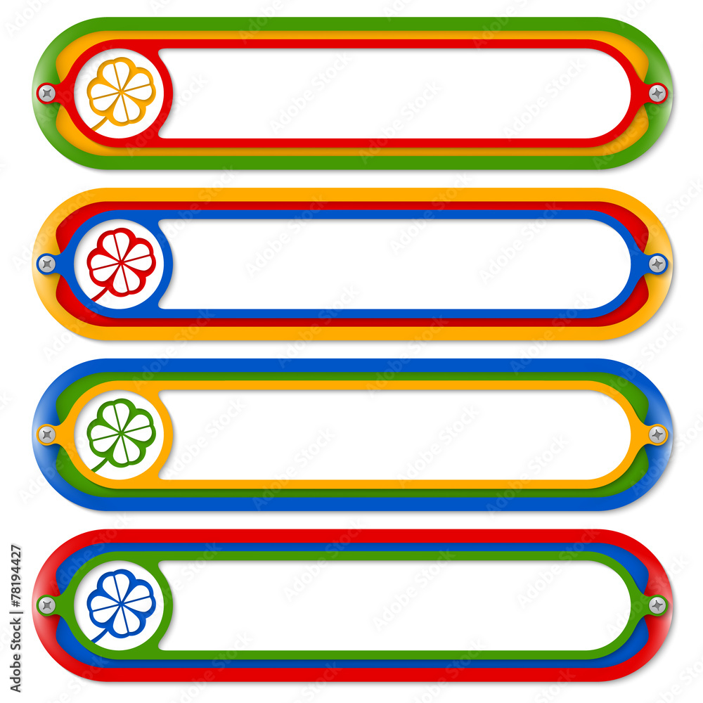 Poster four colored frames for any text with cloverleaf