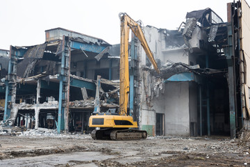 Demolition of the old factory building. Poland