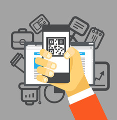 Internet commerce illustration. Flat design concept