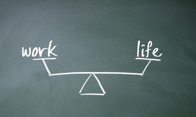work and life balance sign on blackboard