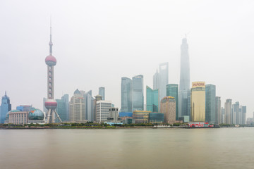 A foggy day in Pudong landmark, China