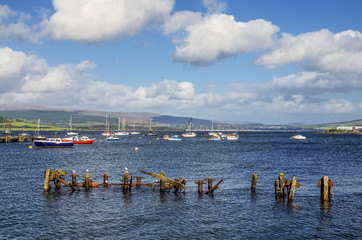 Boats moored in Gourock Bay