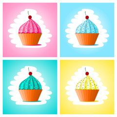 set of cakes of different colors