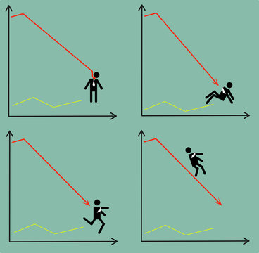 man and drop graph when business fail