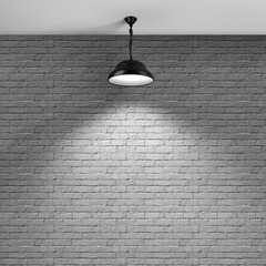 Brick wall and ceiling lamp