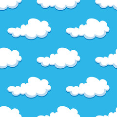 Seamless background with cute cartoon clouds