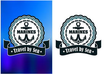 Marines round label or badge with anchor