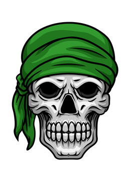 Cartoon skull in green bandana Stock Vector | Adobe Stock