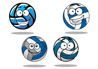 Cartoon blue and white volleyball balls