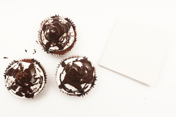 Cupcakes with whip cream and blank card - add own text