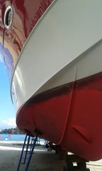 Photo sur Plexiglas Sports nautique Bateau à moteur rouge sur le disque