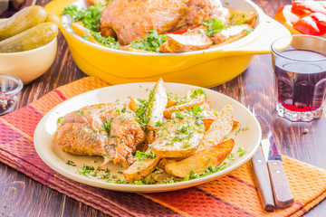 Grilled chicken with potatoes