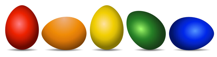 Easter Eggs red orange yellow green blue