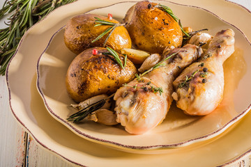 Rustic style potatoes and chicken