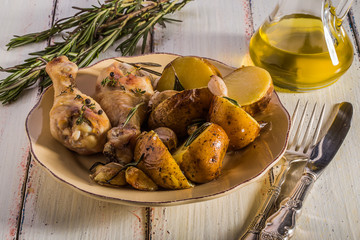 Rustic style potatoes and chicken