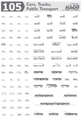 Vector cars, trucks and public transport icons