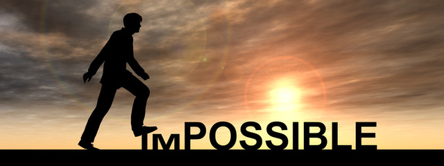 Conceptual impossible concept with a man