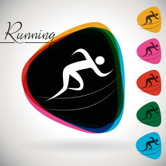 Sports icon - Running, Sprint,  1 Multicolor & 5 monotone