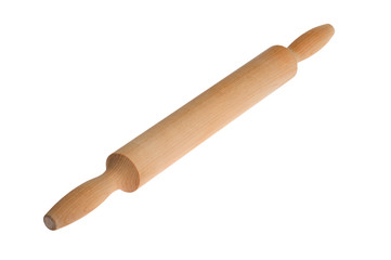 isolated object on white - wooden rolling pin