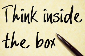 think inside the box text write on paper