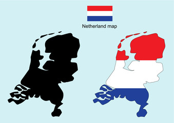 Netherland map vector, Netherland flag vector