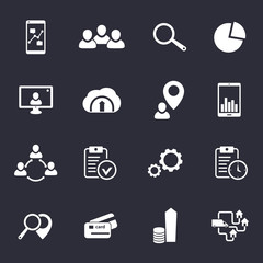 16 business flat icons vector illustration, eps10, easy to edit