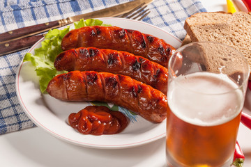 Grilled sausage.