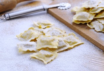 Preparing fresh ravioli.