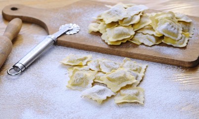 Preparing fresh ravioli..