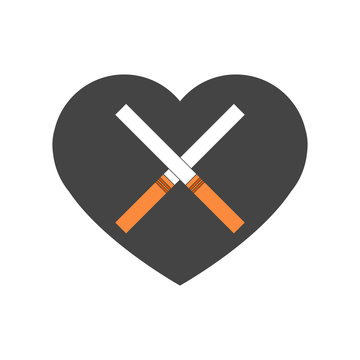 Heart with crossed cigarettes