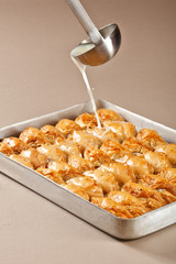 preparation of turkish and iran sweets baklava
