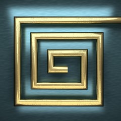 blue metal background with yellow element