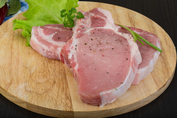 Raw t-bone steak