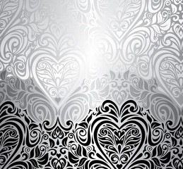 Classic black,white & silver vintage invitation background desig