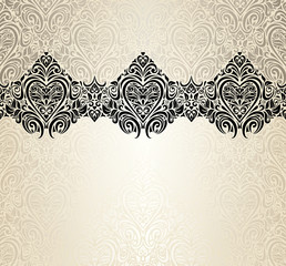 Valentine fashionable vintage background design in ecru & gold 