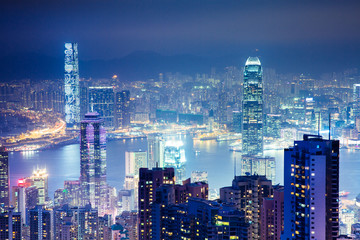 Fototapeta na wymiar View from Victoria Peak at night, Hong Kong