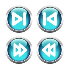 Set of buttons for web, media arrow. Vector.