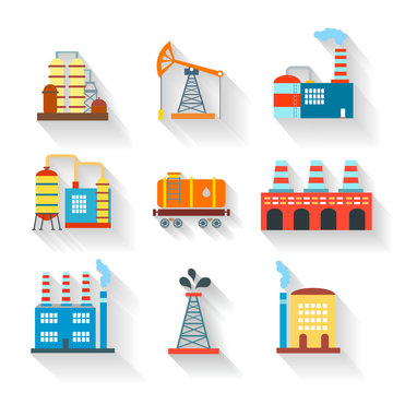 Industrial and Building icons flat style,  vector
