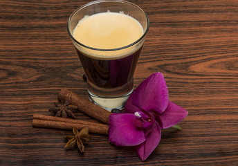 Espresso with orchid