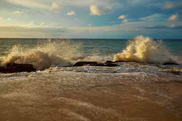 Colorful dawn over the sea. Nature composition.