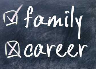 Fototapeta premium family or career choice on blackboard